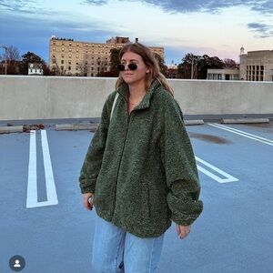 BDG Olive Teddy Jacket